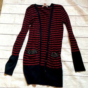 Red & black button up cardigan